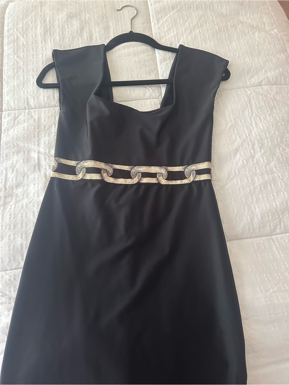 Christopher Kane Black Mini Dress with Gold Chain Waist